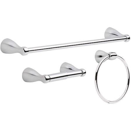 Delta Foundations Bath Hardware Set in Chrome with Towel Ring Toilet Paper Holder and 18 in. Towel Bar FND63-PC